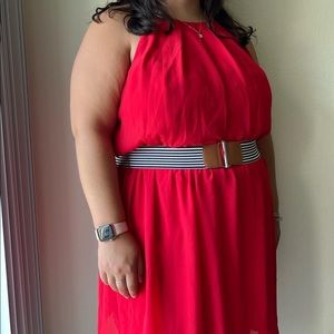 Knee Length Red Chiffon Dress!! 2x